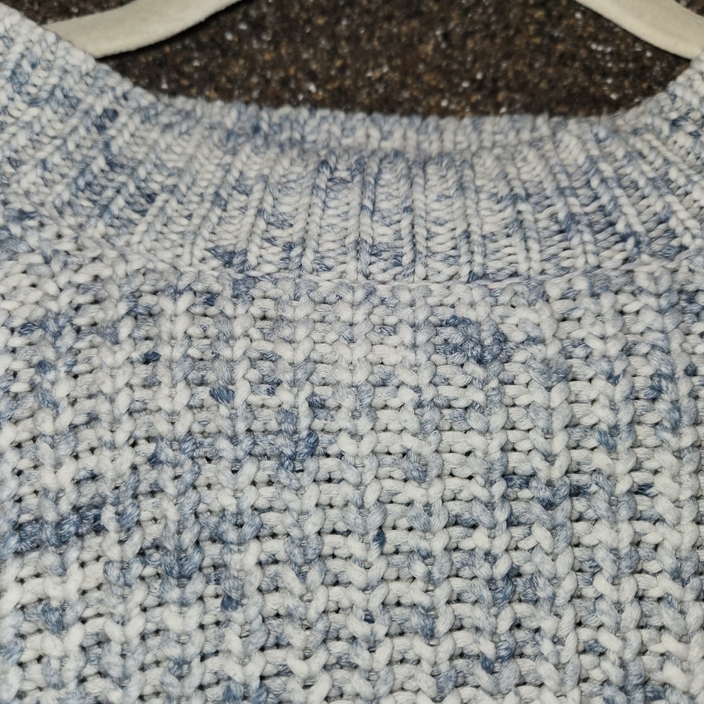 J. Crew Light Blue & White Marled Women's Sweater Size L Warm Lagenlook Comfort - Picture 6 of 14